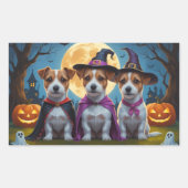 Sticker Rectangulaire Jack Russell Chiens Citrouille Halloween Drôle (Devant)