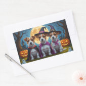 Sticker Rectangulaire Jack Russell Chiens Citrouille Halloween Drôle (Enveloppe)