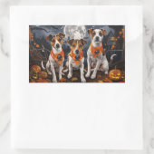 Sticker Rectangulaire Jack Russell Halloween Éffrayant (Sac)