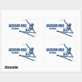 Sticker Rectangulaire Jackson Hole Wyoming Skier (Feuille)