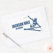 Sticker Rectangulaire Jackson Hole Wyoming Skier (Enveloppe)