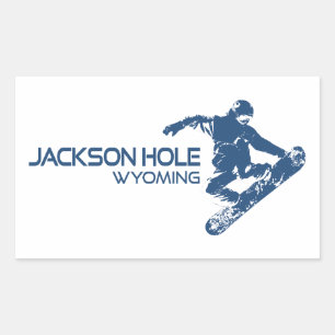 Sticker Rectangulaire Jackson Hole Wyoming Snowboardeur