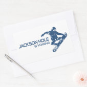Sticker Rectangulaire Jackson Hole Wyoming Snowboardeur (Enveloppe)