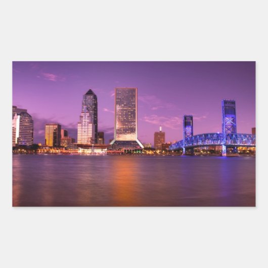 Sticker Rectangulaire Jacksonville Floride Skyline (Devant)