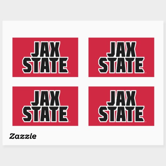 Sticker Rectangulaire Jacksonville State University JAX STATE Bold Text (Feuille)