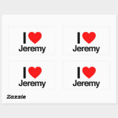 Sticker Rectangulaire j'adore jeremy (Feuille)