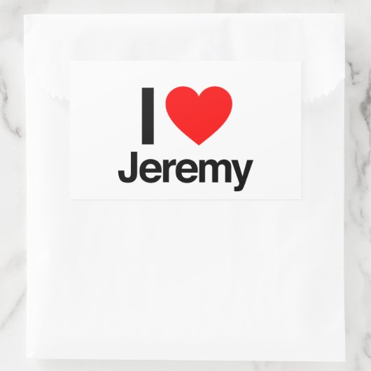 Sticker Rectangulaire j'adore jeremy (Sac)