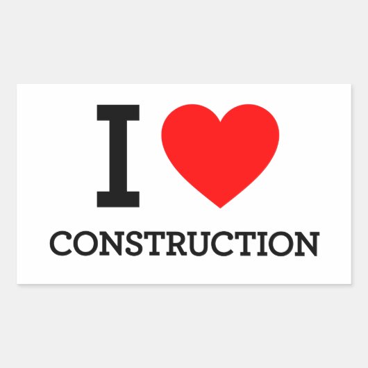 Sticker Rectangulaire J'adore la construction (Devant)