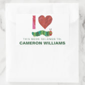 Sticker Rectangulaire J'adore La Très Grosse Chenille | Plaque de livre (Sac)