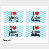 Sticker Rectangulaire J'adore le ski alpin (Feuille)