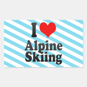 Sticker Rectangulaire J'adore le ski alpin