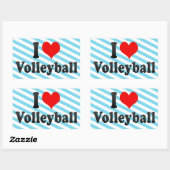Sticker Rectangulaire J'adore le volleyball (Feuille)