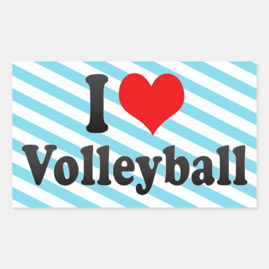 Sticker Rectangulaire J'adore le volleyball (Devant)