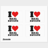 STICKER RECTANGULAIRE J'ADORE L'IMMOBILIER (Feuille)