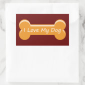 Sticker Rectangulaire J'adore mon chien | Os de chien (Sac)