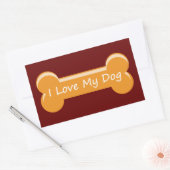 Sticker Rectangulaire J'adore mon chien | Os de chien (Enveloppe)
