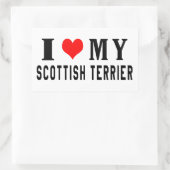 Sticker Rectangulaire J'adore mon Terrier écossais (Sac)