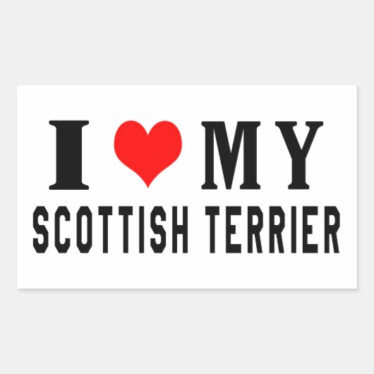 Sticker Rectangulaire J'adore mon Terrier écossais (Devant)