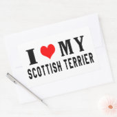 Sticker Rectangulaire J'adore mon Terrier écossais (Enveloppe)