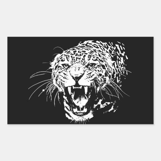 Sticker Rectangulaire Jaguar noir et blanc (Devant)