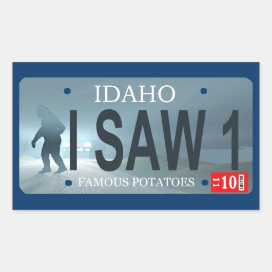 Sticker Rectangulaire "J'Ai Vu 1" Plaque de licence Sasquatch (Devant)