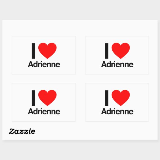 Sticker Rectangulaire j'aime adrienne (Feuille)