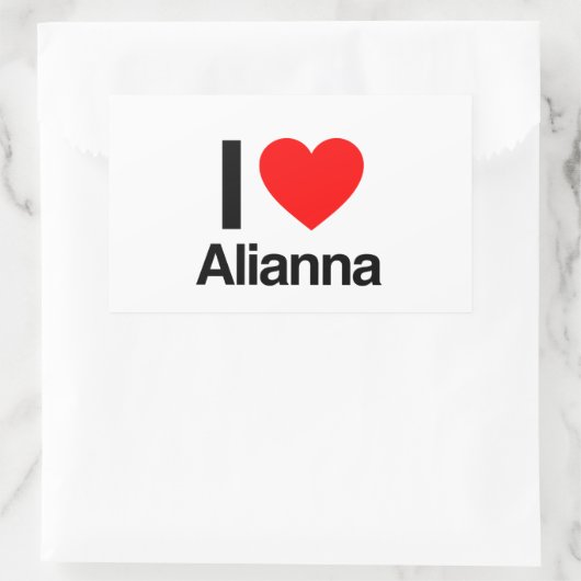 Sticker Rectangulaire j'aime alianna (Sac)