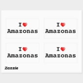 Sticker Rectangulaire J'aime Amazonas (Feuille)