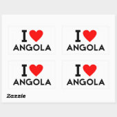Sticker Rectangulaire j'aime Angola pays nation symbole du coeur (Feuille)