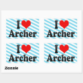 Sticker Rectangulaire J'aime Archer (Feuille)