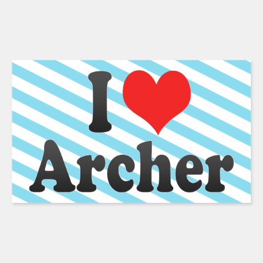 Sticker Rectangulaire J'aime Archer (Devant)