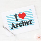 Sticker Rectangulaire J'aime Archer (Enveloppe)