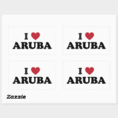 Sticker Rectangulaire J'aime Aruba (Feuille)