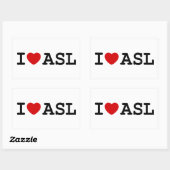 Sticker Rectangulaire J'aime ASL (Feuille)