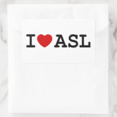 Sticker Rectangulaire J'aime ASL (Sac)