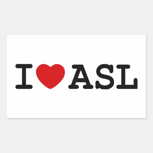 Sticker Rectangulaire J'aime ASL (Devant)