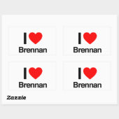 Sticker Rectangulaire j'aime brennan (Feuille)