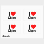Sticker Rectangulaire j'aime claire (Feuille)