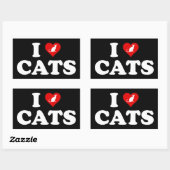 Sticker Rectangulaire J'aime (Cœur) les chats (Feuille)