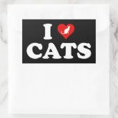 Sticker Rectangulaire J'aime (Cœur) les chats (Sac)