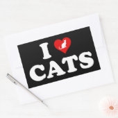 Sticker Rectangulaire J'aime (Cœur) les chats (Enveloppe)