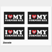 Sticker Rectangulaire J'aime (Cœur) Mon Cornish Rex (Feuille)