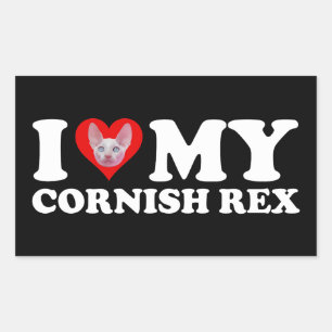 Sticker Rectangulaire J'aime (Cœur) Mon Cornish Rex