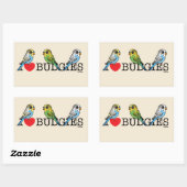Sticker Rectangulaire J'aime des perruches (Feuille)