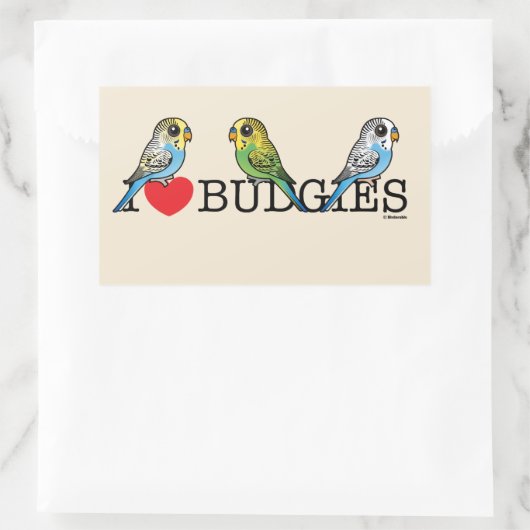 Sticker Rectangulaire J'aime des perruches (Sac)