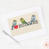 Sticker Rectangulaire J'aime des perruches (Enveloppe)