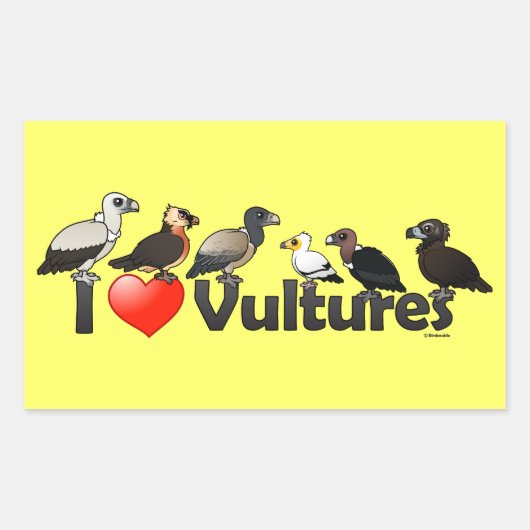 Sticker Rectangulaire J'aime des vautours (l'Eurasie) (Devant)