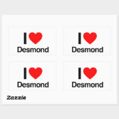 Sticker Rectangulaire j'aime desmond (Feuille)