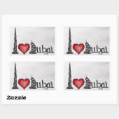Sticker Rectangulaire J'aime Dubaï (Feuille)