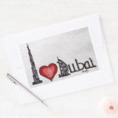 Sticker Rectangulaire J'aime Dubaï (Enveloppe)